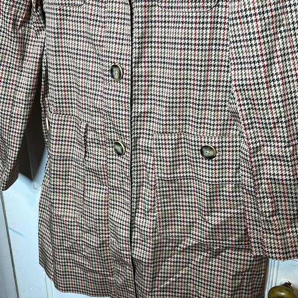 Cabi Sherlock Trench Coat Fall Jacket Tan Red Green Houndstooth Tie Belt M 3734 - Picture 8 of 12